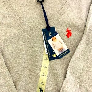 U.S. Polo Assn. Gray Tee with Red Logo L